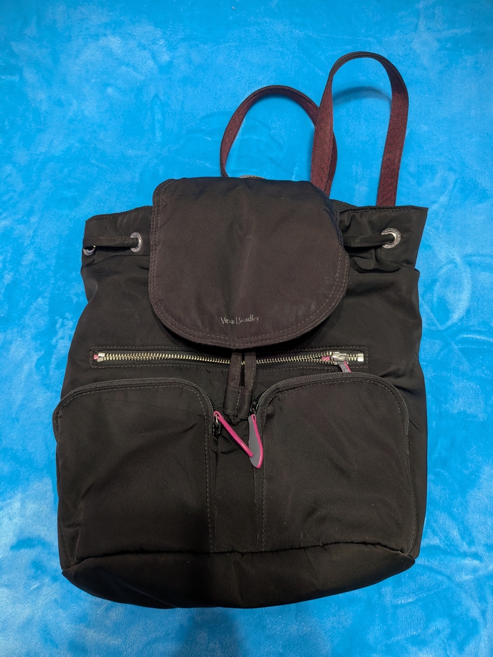 🎒🖤 Black Nylon Backpack with Pink Accents 🩷✨